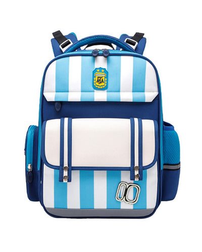 Blue Bold Stripes Insulated Lunch Bag  with School Backpack for Kids | 15 x 12 x 6 inches