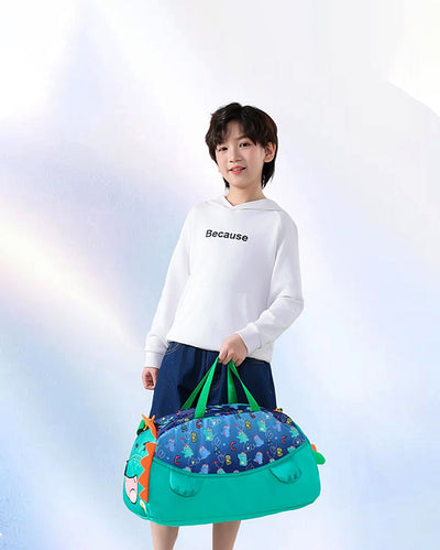 Cheerful Green Happy Monster Theme 26L Kids Duffel Bag | 17 x 7 x 10 inches