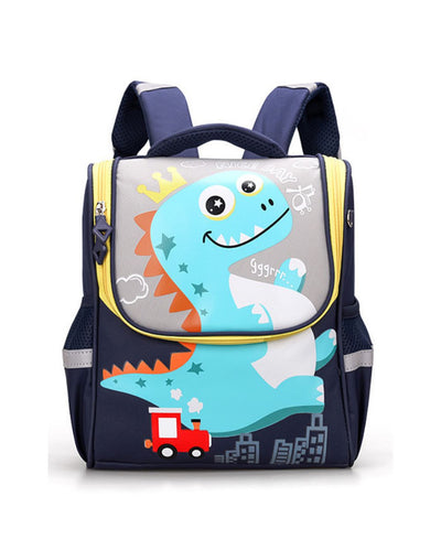 Roaring Navy Dino Flap Early School Backpack | 10 x 5 x 13 inches