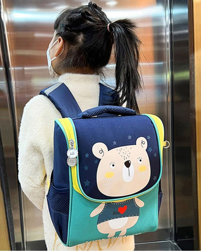 Cuddly Navy Ted Flap Early School Backpack | 10 x 5 x 13 inches