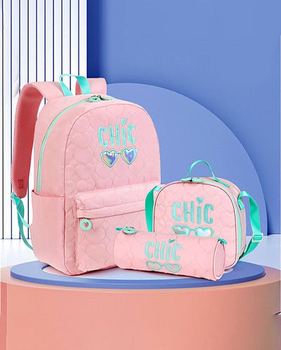 Pink Cool Glasses 3-Piece Backpack Set | 14 x 6 x 17 inches