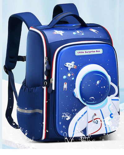 Vibrant Shade Shimmer Dotted Blue Astronaut School Backpack | 13 x 10 inches