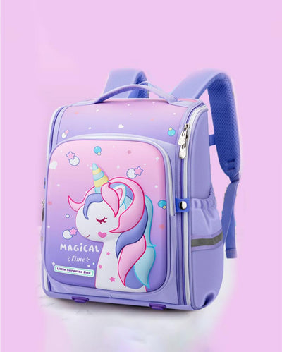 Dual Tone Shimmer Dotted Purple Unicorn School Backpack | 16 x 12 inches