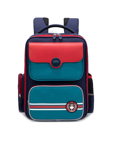 Teal and Red Flap Ergonomic Anti gravity Shock absorption School Backpack for Kids | 15 x 12 x 6 inches