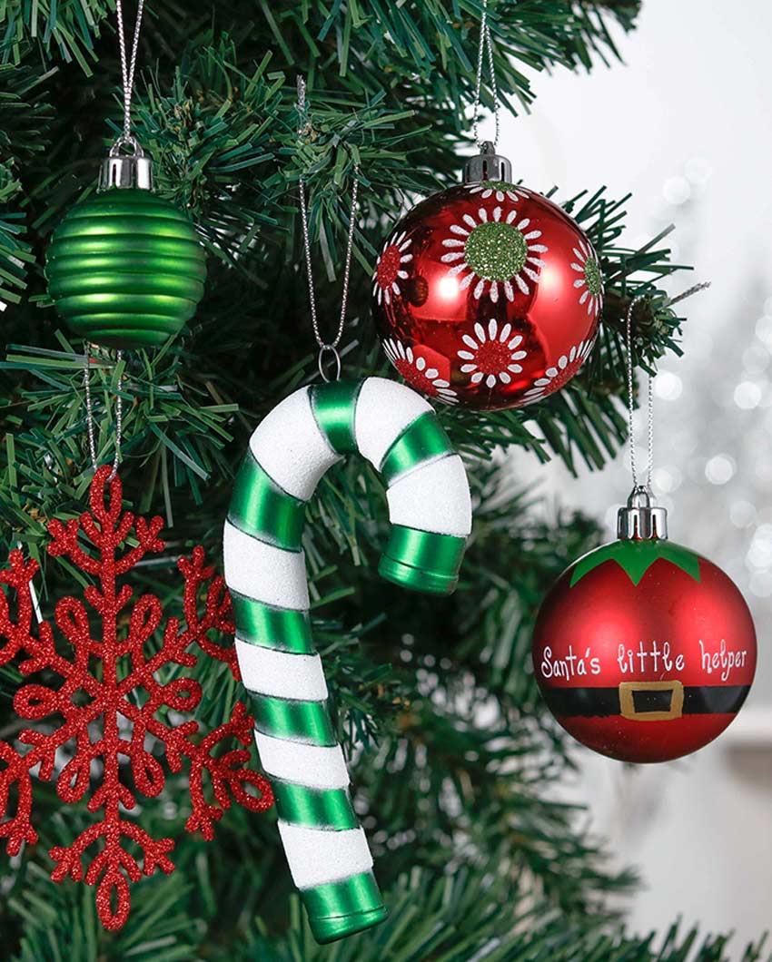 Whimsical Red & Green Elf Christmas Balls Set | 20 x 15 x 10 inches