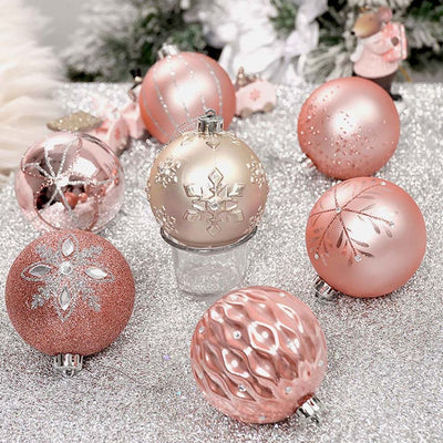 Charming Peach Snowflakes Christmas Ball Ornaments | 15 x 5 inches