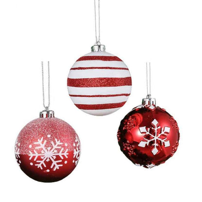 Red and White Christmas Ball Ornament Decoration | 16 Pieces | 13 x 3 inches