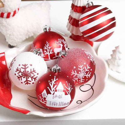 Red and White Christmas Ball Ornament Decoration | 16 Pieces | 13 x 3 inches