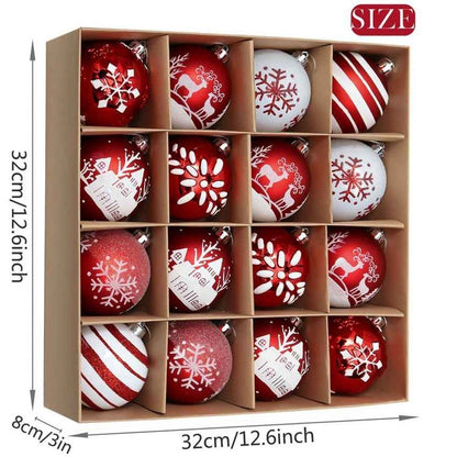 Red and White Christmas Ball Ornament Decoration | 16 Pieces | 13 x 3 inches