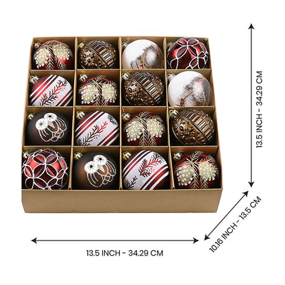 Maroon & Brown Woodland Owl Themed X Mas Balls Christmas Decoration | 13 x 4 x 13 inches