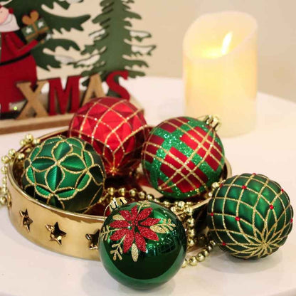 Red and Green Gold Christmas Ball Ornament Decoration | 16 Pieces | 13 x 3 inches