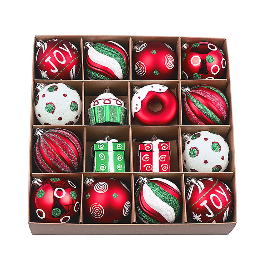 Red Green White Gift Boxes Candy Gifts Themed X Mas Balls Christmas Decoration | 13 x 4 x 13 inches