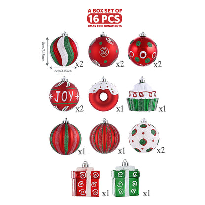 Red Green White Gift Boxes Candy Gifts Themed X Mas Balls Christmas Decoration | 13 x 4 x 13 inches