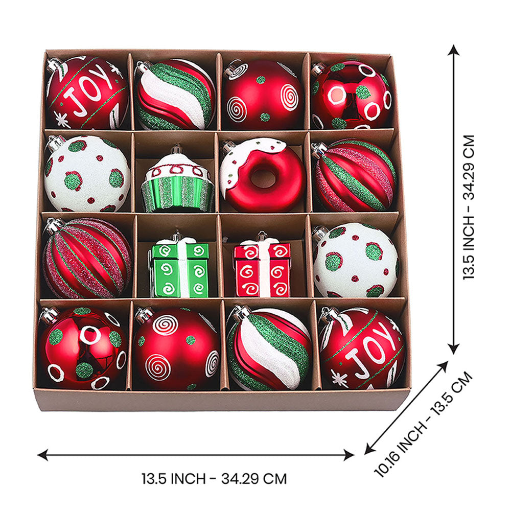 Red Green White Gift Boxes Candy Gifts Themed X Mas Balls Christmas Decoration | 13 x 4 x 13 inches