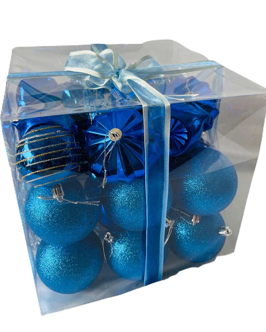 Radiant Cobalt Blue Shiny Metallic Christmas Ornaments | 10 x 10 inches