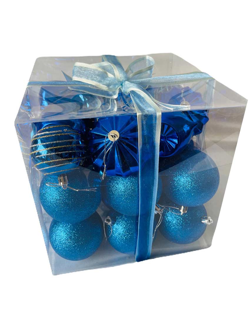 Radiant Cobalt Blue Shiny Metallic Christmas Ornaments | 10 x 10 inches