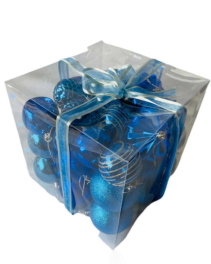 Radiant Cobalt Blue Shiny Metallic Christmas Ornaments | 10 x 10 inches