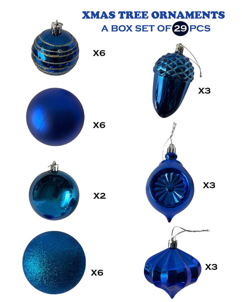 Radiant Cobalt Blue Shiny Metallic Christmas Ornaments | 10 x 10 inches