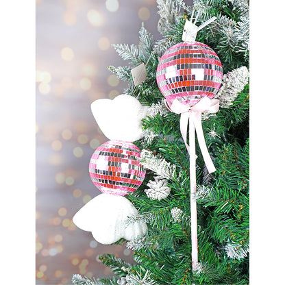 Pink Shiny Disco Themed Big Size Candy Shaped Tree Ornaments Christmas Decoration | Pack of 2 | 8 x 14 inches