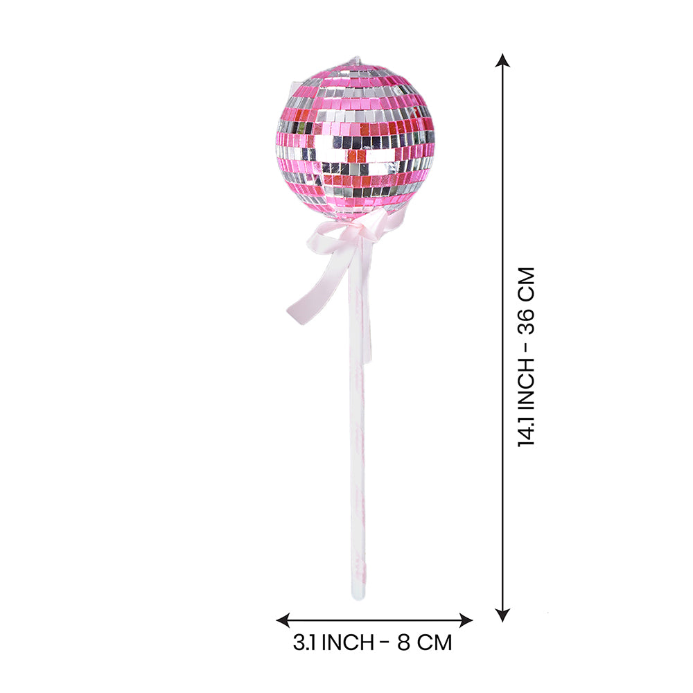 Pink Shiny Disco Themed Big Size Candy Shaped Tree Ornaments Christmas Decoration | Pack of 2 | 8 x 14 inches