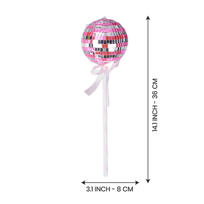 Pink Shiny Disco Themed Big Size Candy Shaped Tree Ornaments Christmas Decoration | Pack of 2 | 8 x 14 inches