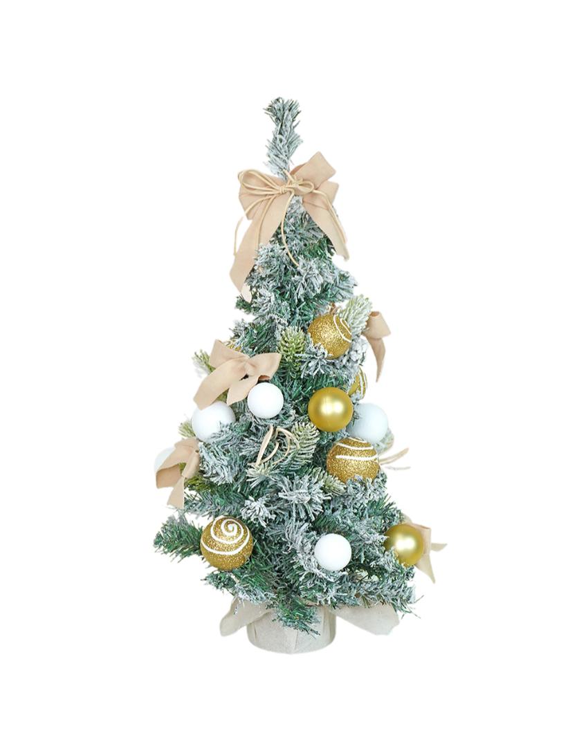 Swirl Frosted Bushy Christmas Tree With Balls & Ornaments | 2 Feet | 24 inches