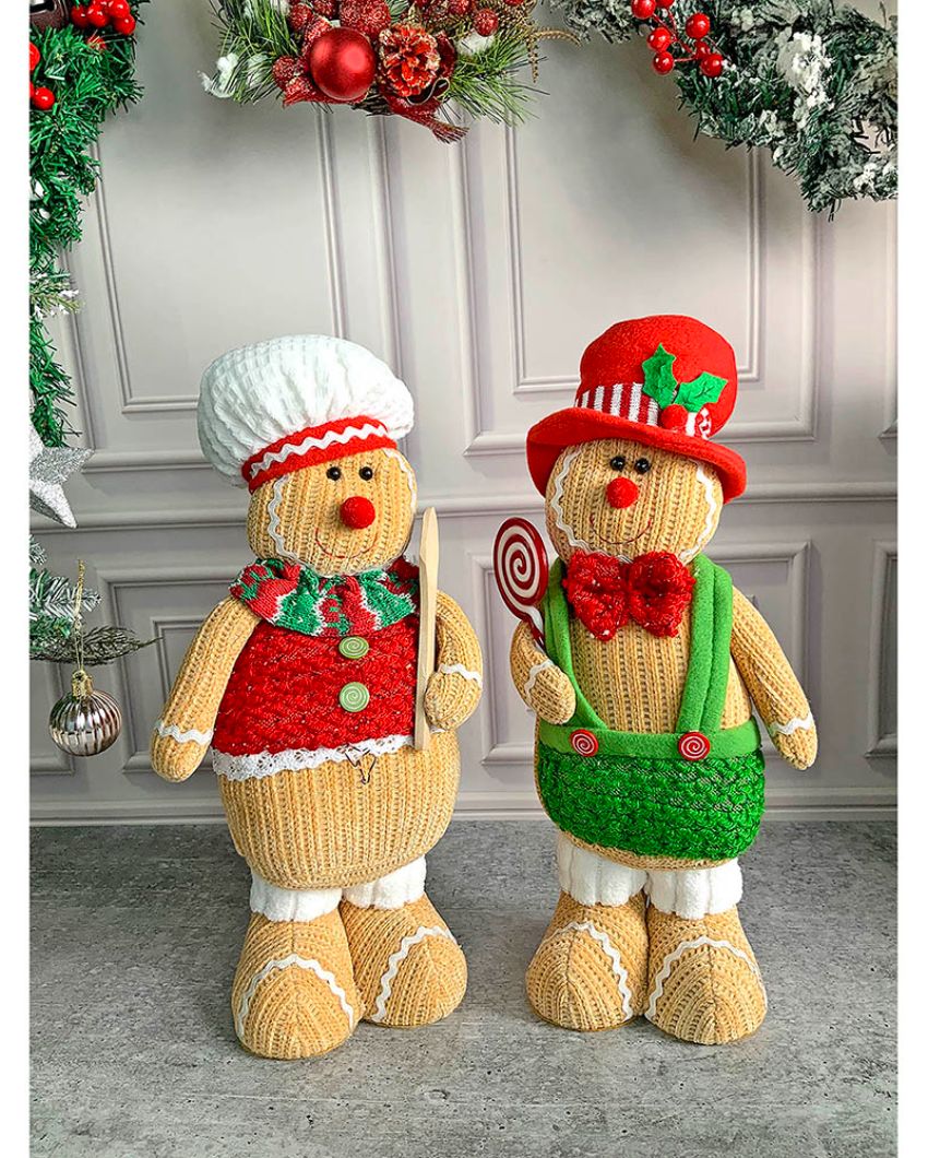 Gingerbread Man Showpiece Christmas Decoration Combo | Pack Of 2 | 6 x 15 inches