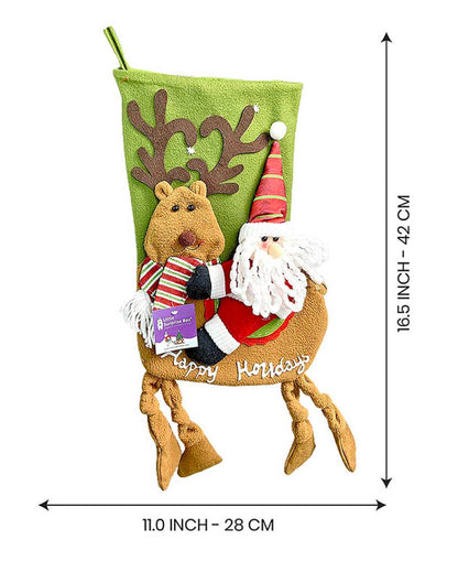 Knot Legs Santa & Snowman Christmas Stockings | Set of 2 | 11 x 17 inches