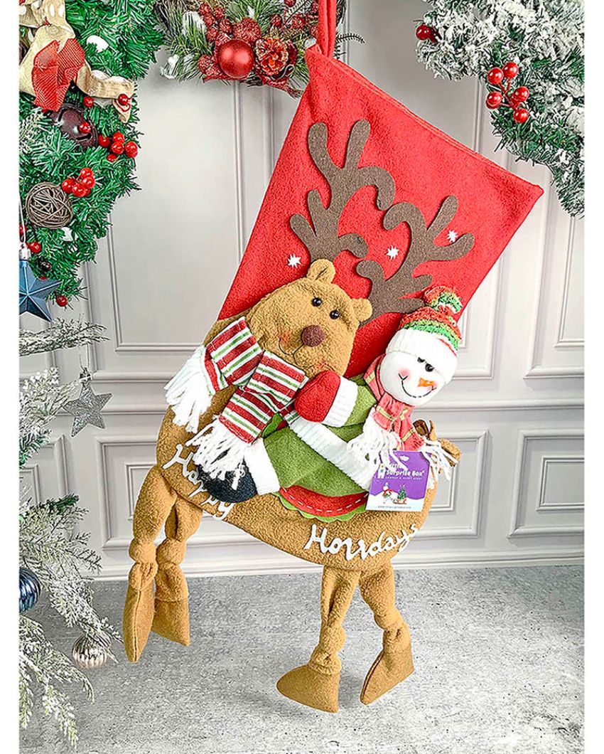 Knot Legs Santa & Snowman Christmas Stockings | Set of 2 | 11 x 17 inches