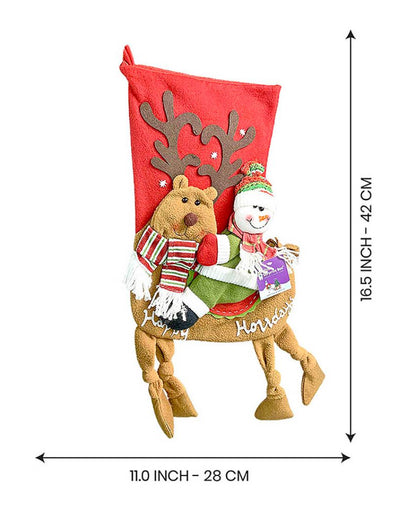 Knot Legs Santa & Snowman Christmas Stockings | Set of 2 | 11 x 17 inches