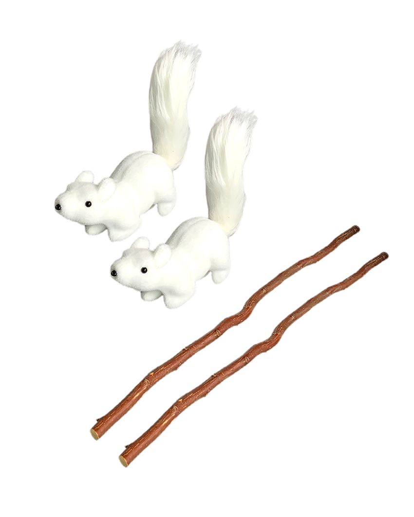 Squirrel Showpiece Christmas Tree Decoration | Set of 2 | 20 x 12 inches