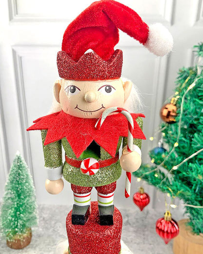 3 Tier Stacked Wooden Elves Christmas Table Decor | 16 x 4 inches