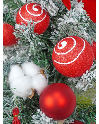 Swirl Frosted Bushy Christmas Tree With Balls & Ornaments | 3 Feet | 36 inches