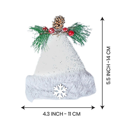 Silver Furry Winter Accessories Themed Tree Ornaments Christmas Decoration | Pack of 3 | 5 x 5 inches