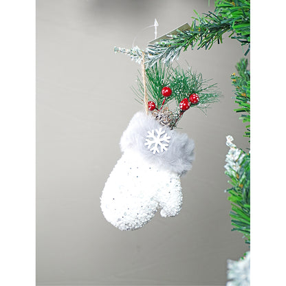 Silver Furry Winter Accessories Themed Tree Ornaments Christmas Decoration | Pack of 3 | 5 x 5 inches