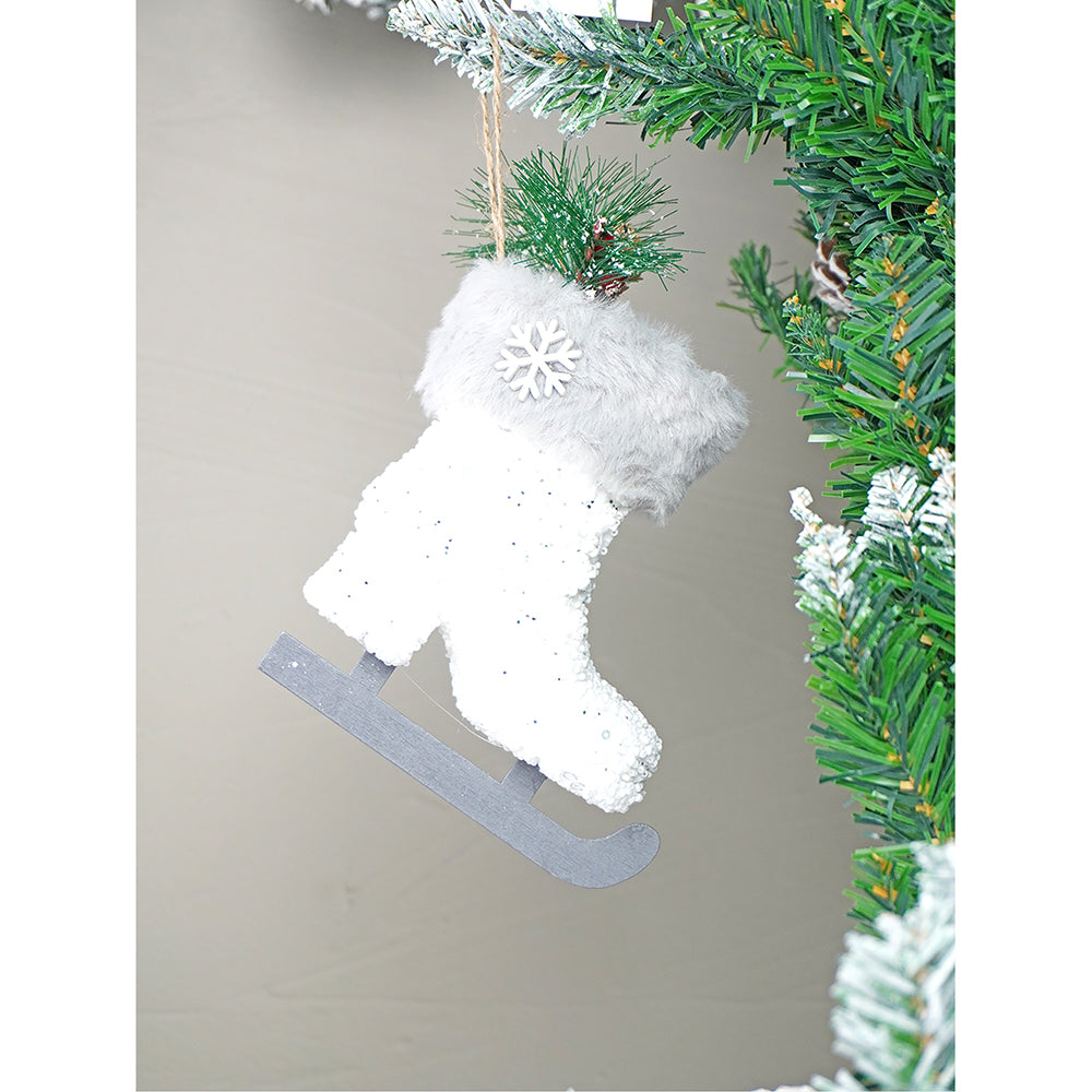 Silver Furry Winter Accessories Themed Tree Ornaments Christmas Decoration | Pack of 3 | 5 x 5 inches