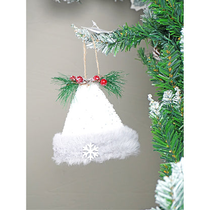 Silver Furry Winter Accessories Themed Tree Ornaments Christmas Decoration | Pack of 3 | 5 x 5 inches