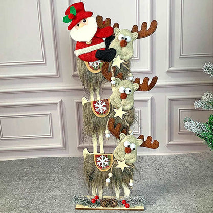 3-Tier Stacked Reindeer & Santa Table Decoration | 7 x 17 inches