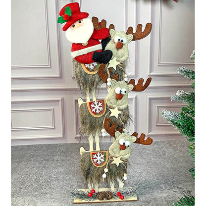 3-Tier Stacked Reindeer & Santa Table Decoration | 7 x 17 inches