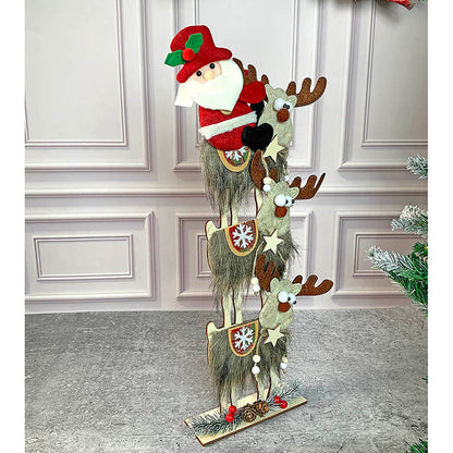 3-Tier Stacked Reindeer & Santa Table Decoration | 7 x 17 inches