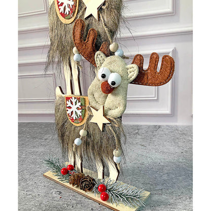 3-Tier Stacked Reindeer & Santa Table Decoration | 7 x 17 inches