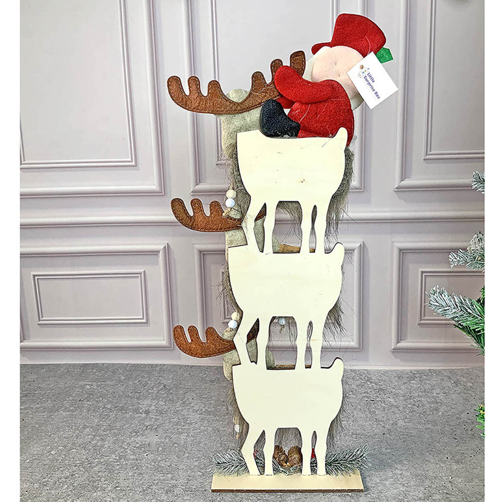 3-Tier Stacked Reindeer & Santa Table Decoration | 7 x 17 inches