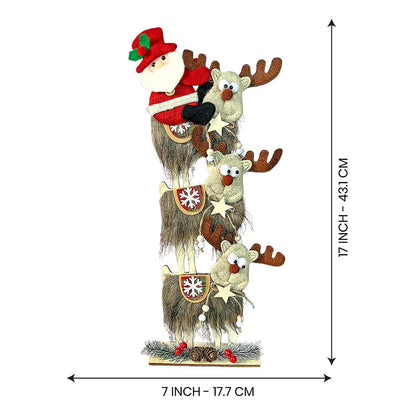 3-Tier Stacked Reindeer & Santa Table Decoration | 7 x 17 inches