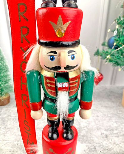 3 Tier Stacked Wooden Nutcracker Christmas Table Décor | 16 x 4 inches