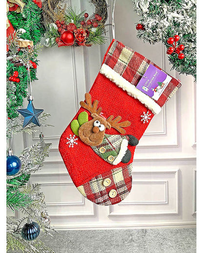 3D Christmas Stockings For Gifts & Decor | Set of 3 | 9 x 13 inches