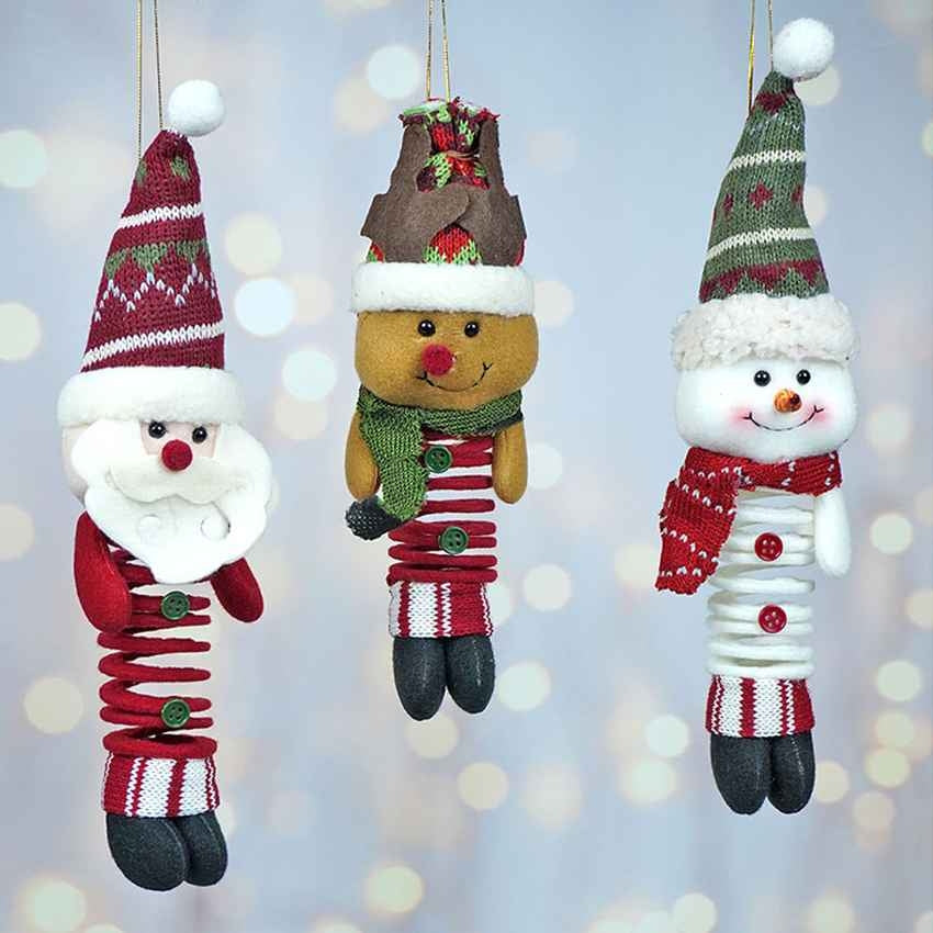 Spring Reindeer Santa Snowman Christmas Tree Ornaments Combo | Pack Of 3 | 4 x 3 x 5 inches