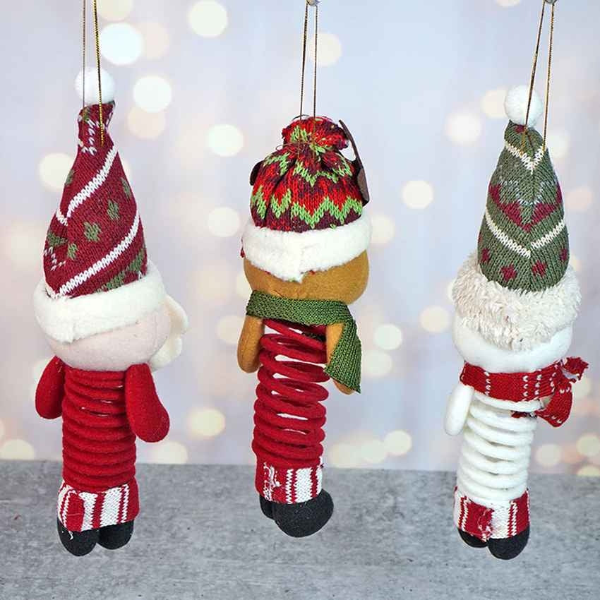 Spring Reindeer Santa Snowman Christmas Tree Ornaments Combo | Pack Of 3 | 4 x 3 x 5 inches