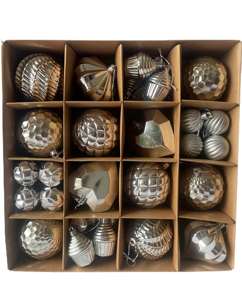 Bright Silver Theme Christmas Ornaments | 15 x 5 inches