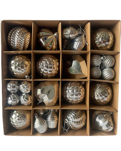 Bright Silver Theme Christmas Ornaments | 15 x 5 inches