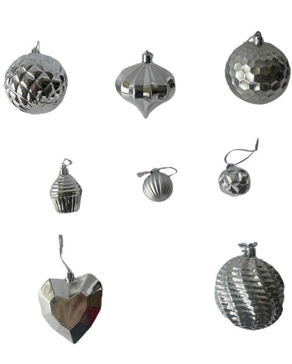 Bright Silver Theme Christmas Ornaments | 15 x 5 inches